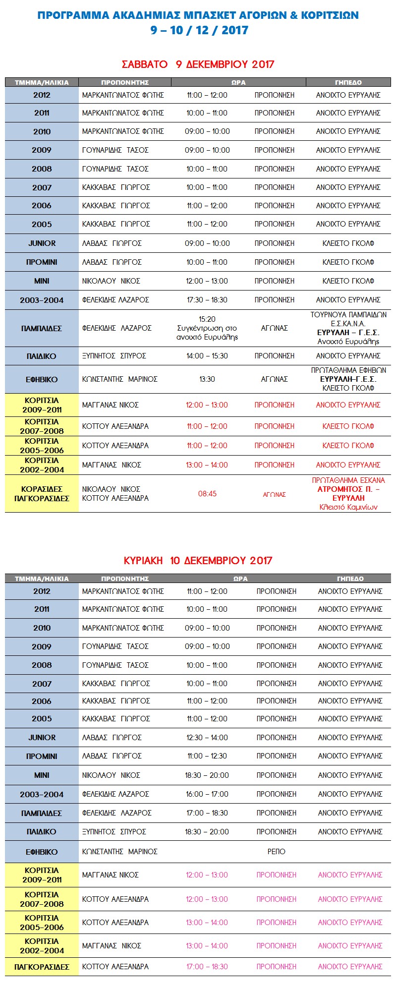 Academy Programme 9 & 10 Dec