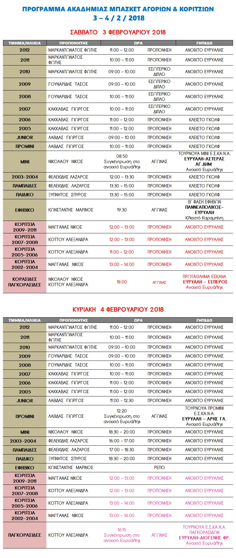 Academy Programme 3 & 4 Feb