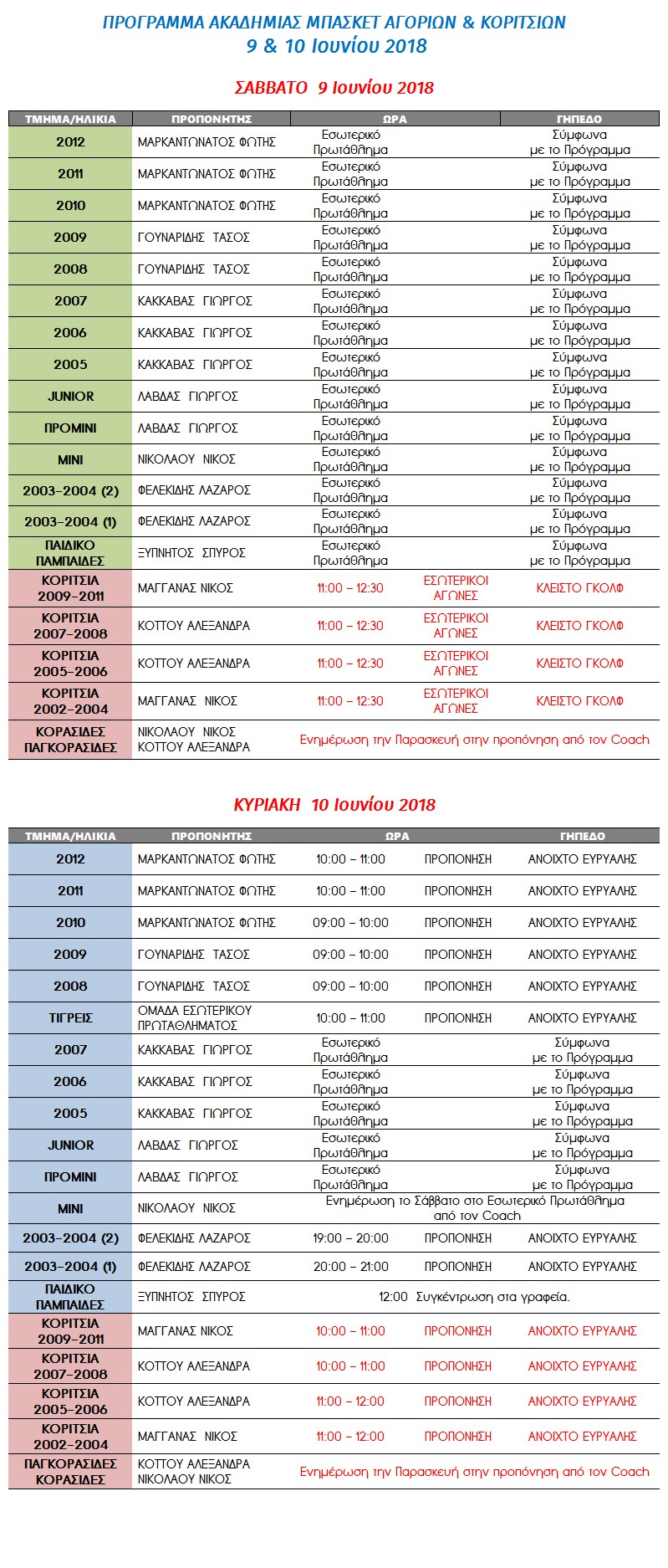 Academy Programme 9 & 10 June 2018