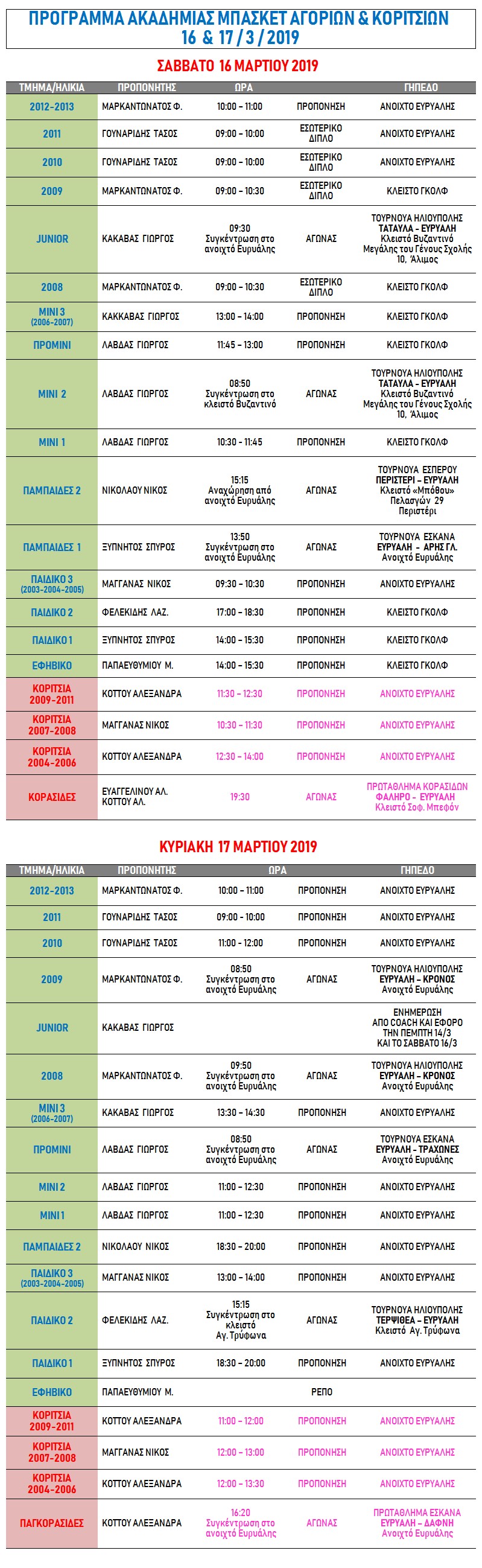 Academy Programme 16 & 17 Mar 2019