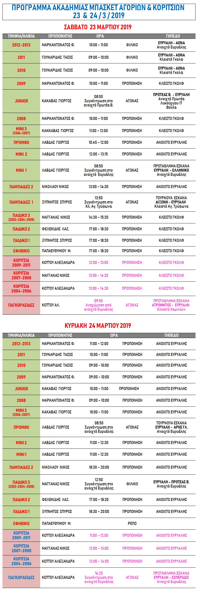 Academy Programme 23 & 24 Mar 2019