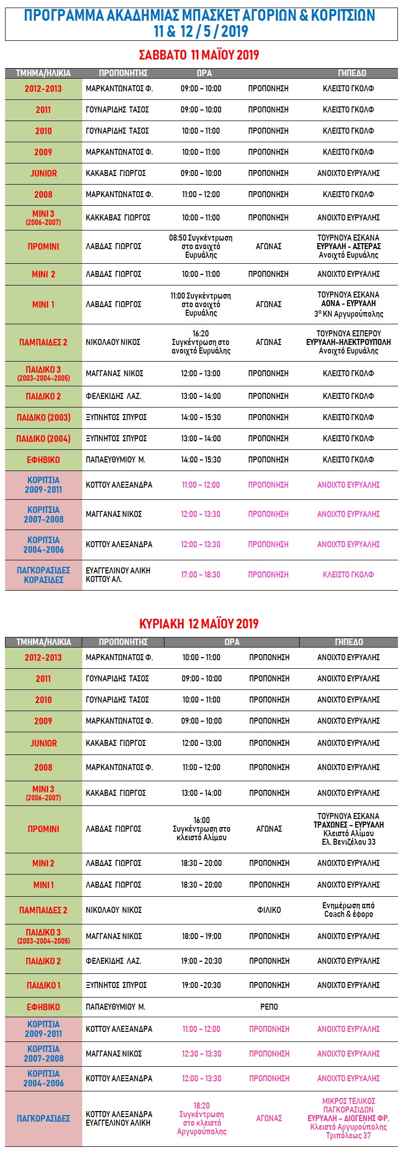 Academy Programme 11 & 12 May 2019