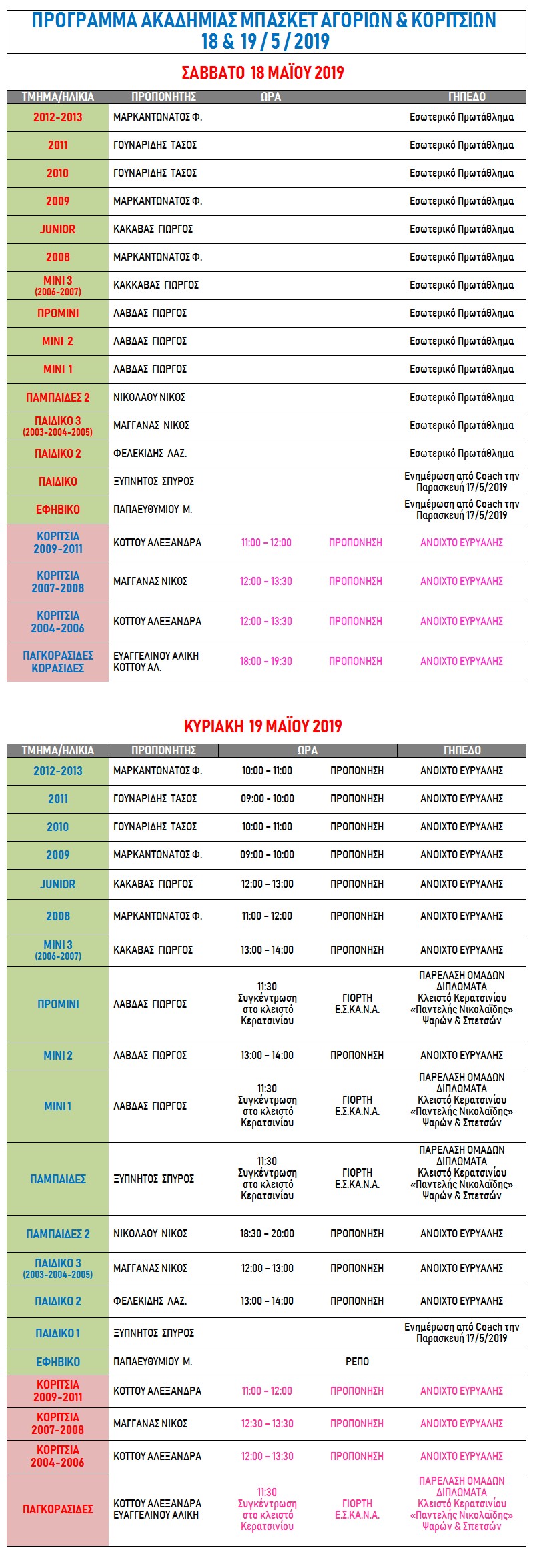 Academy Programme 18 & 19 May 2019